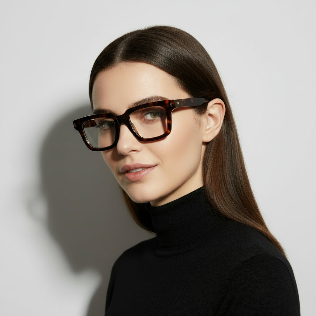 Bold square tortoise eyeglasses