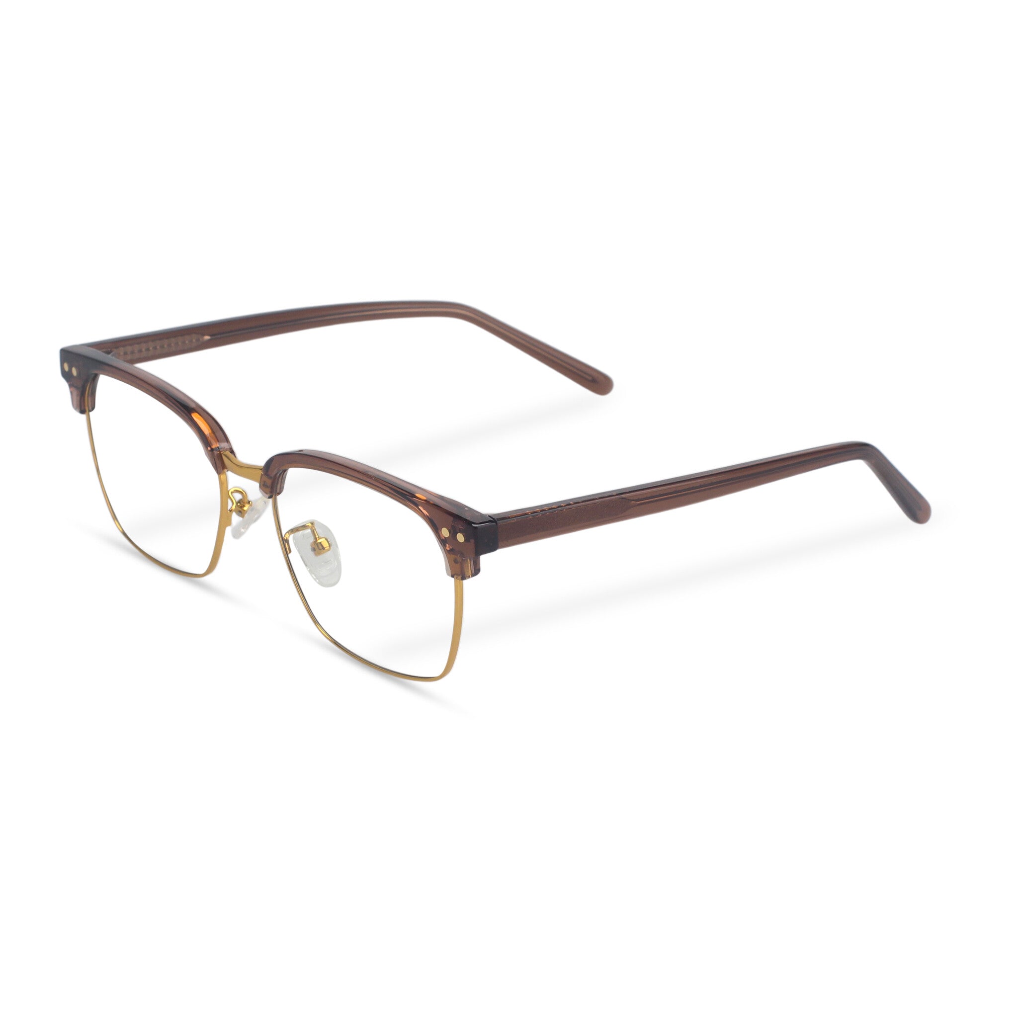 Square classical brown and gold eyeglasses