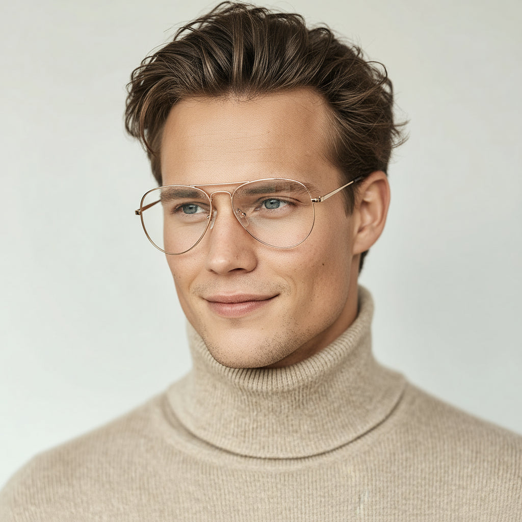 Classic aviator gold eyeglasses