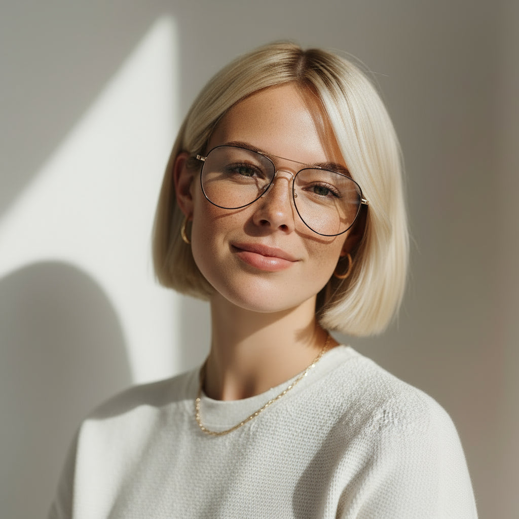 Classic aviator gold eyeglasses