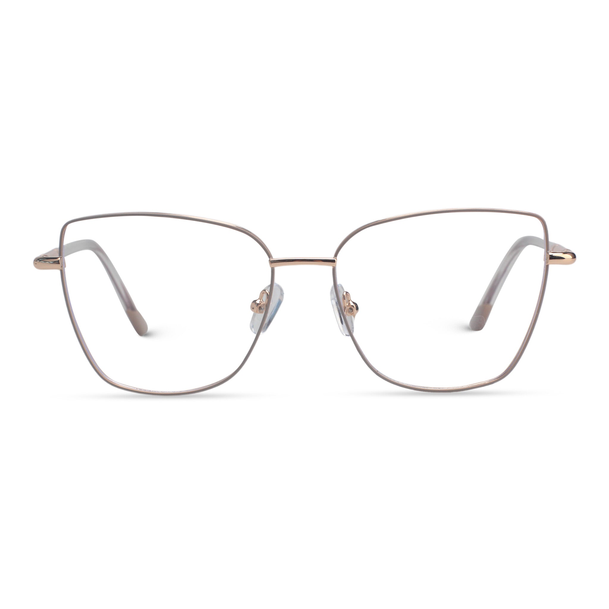 Minimal beige metal butterfly eyeglasses