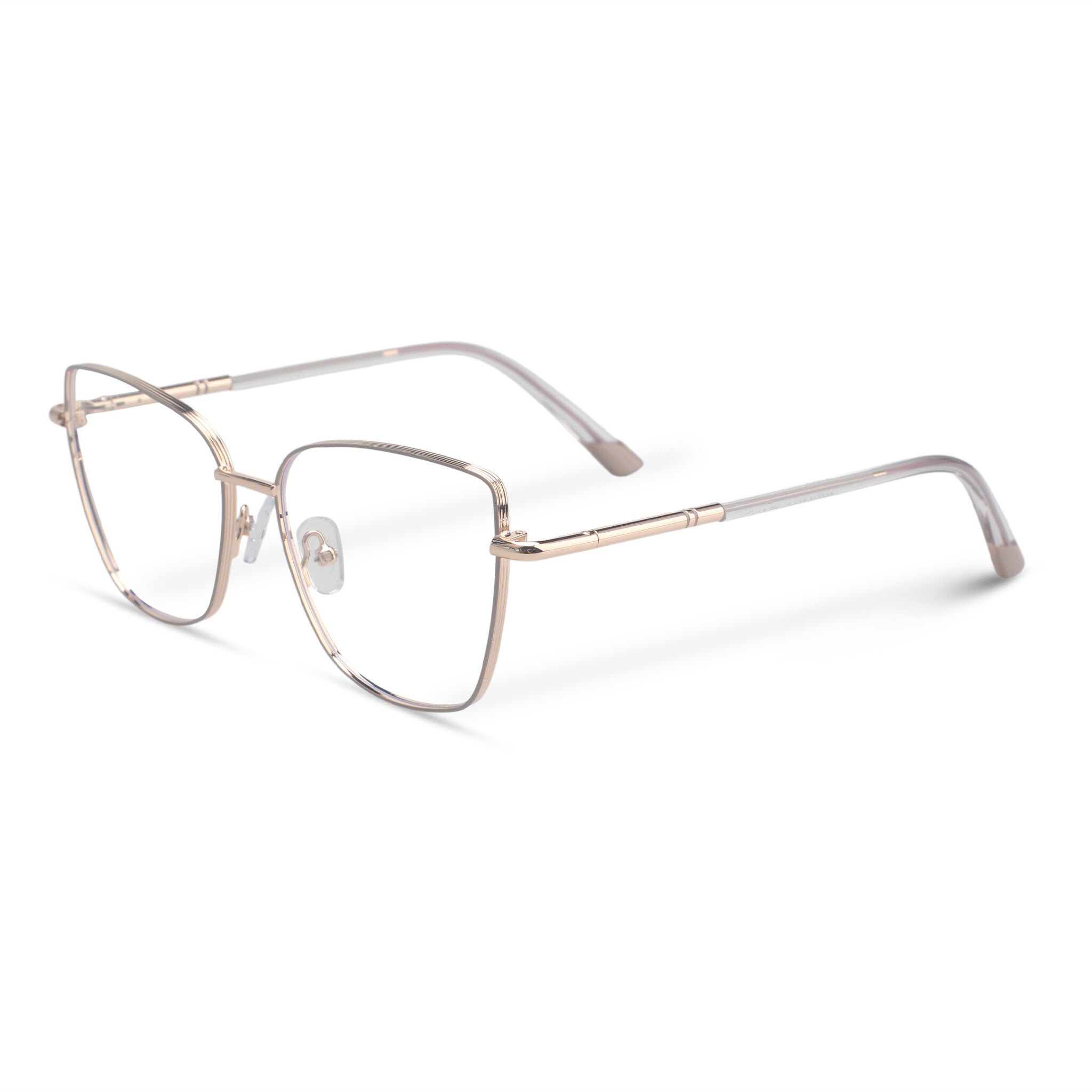 Minimal beige metal butterfly eyeglasses