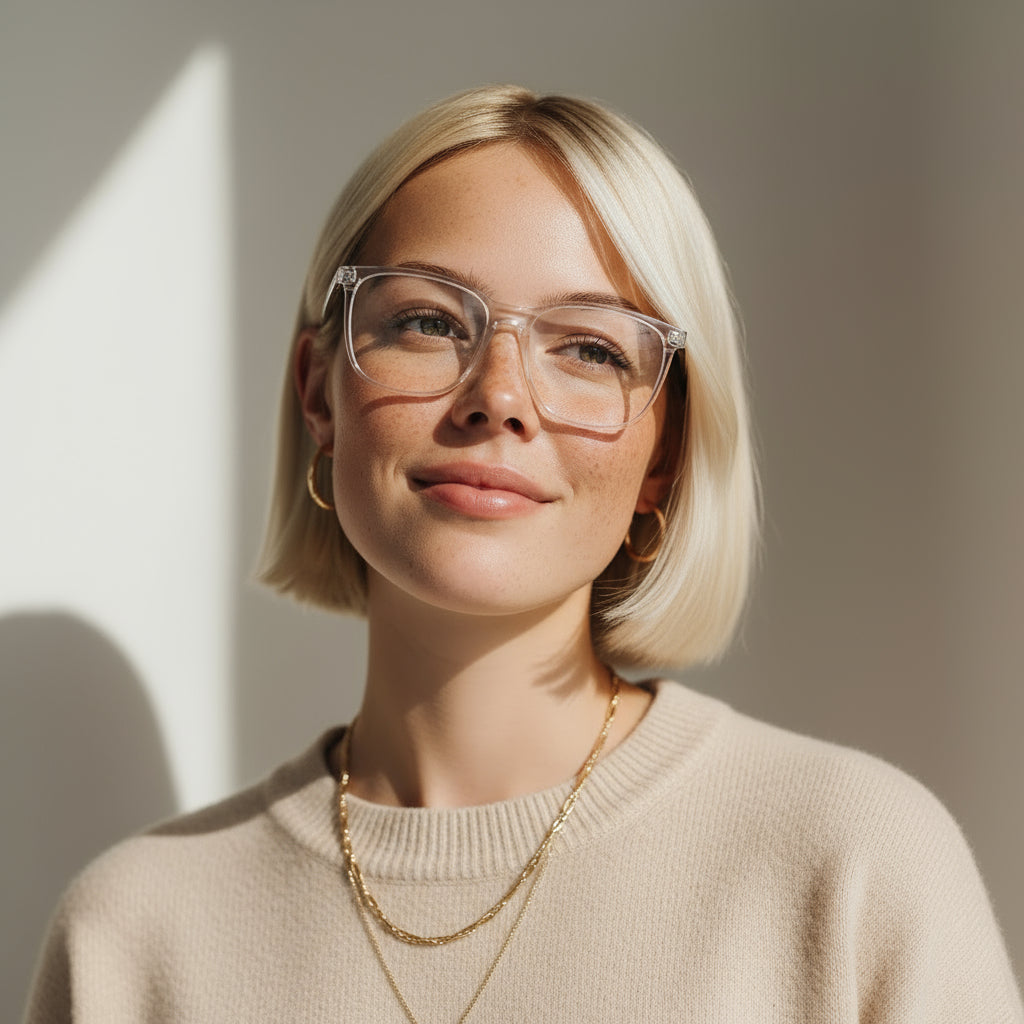 Classical square transparent eyeglasses