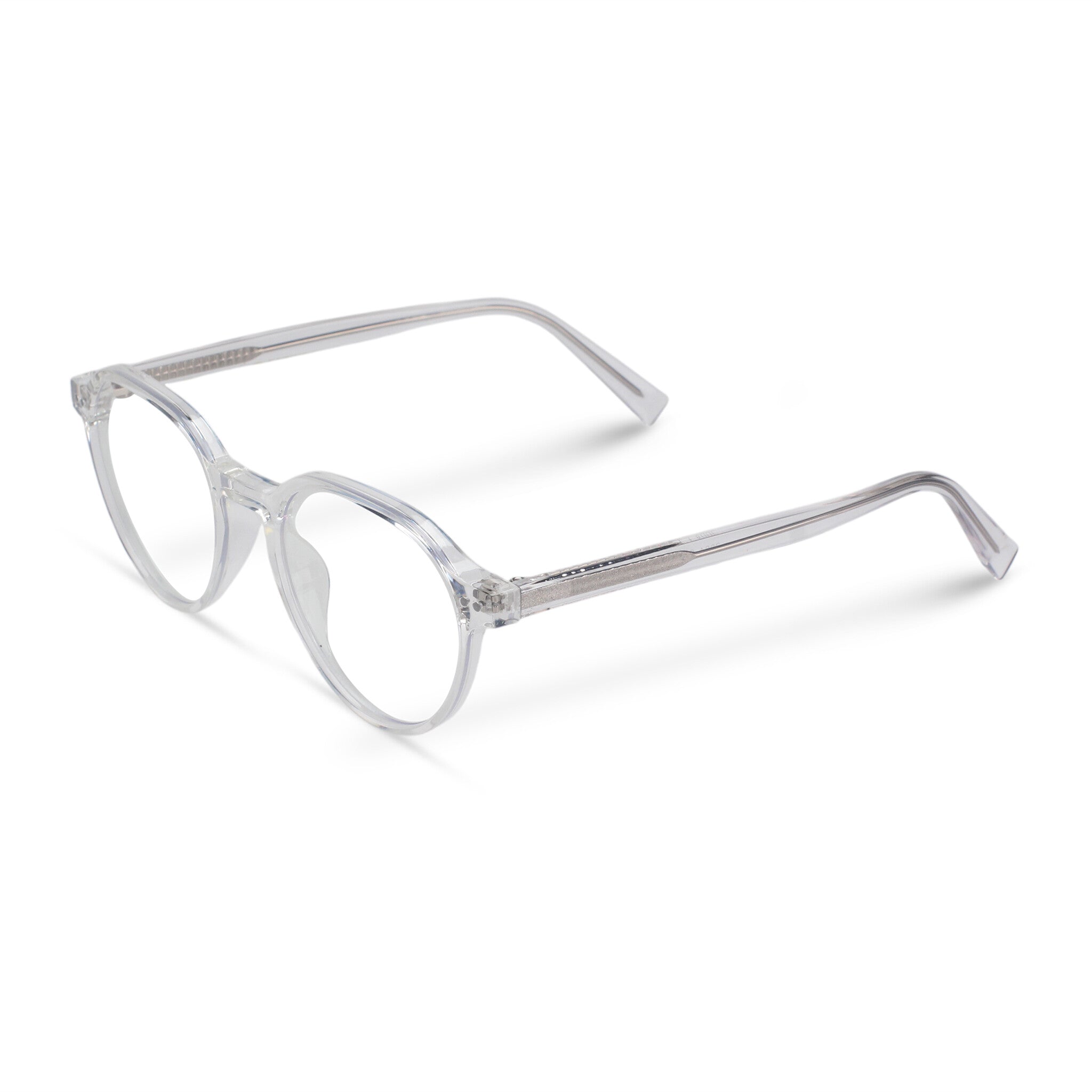 Round acetate transparent eyeglasses
