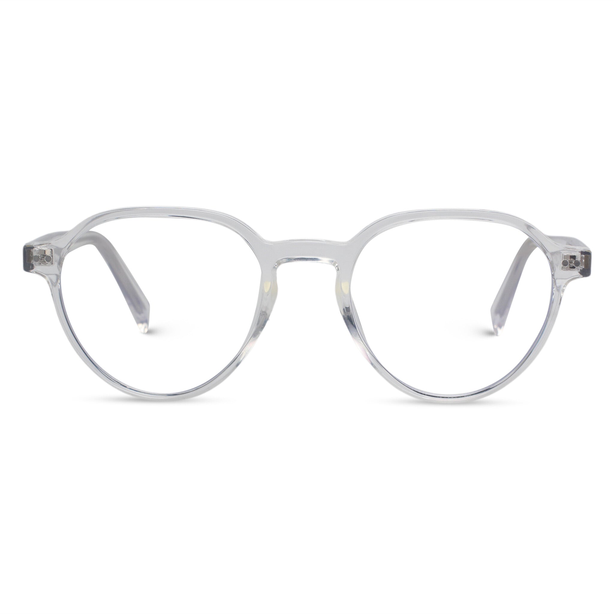 Round acetate transparent eyeglasses