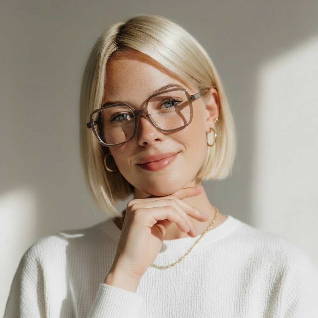 Geometrical brown eyeglasses