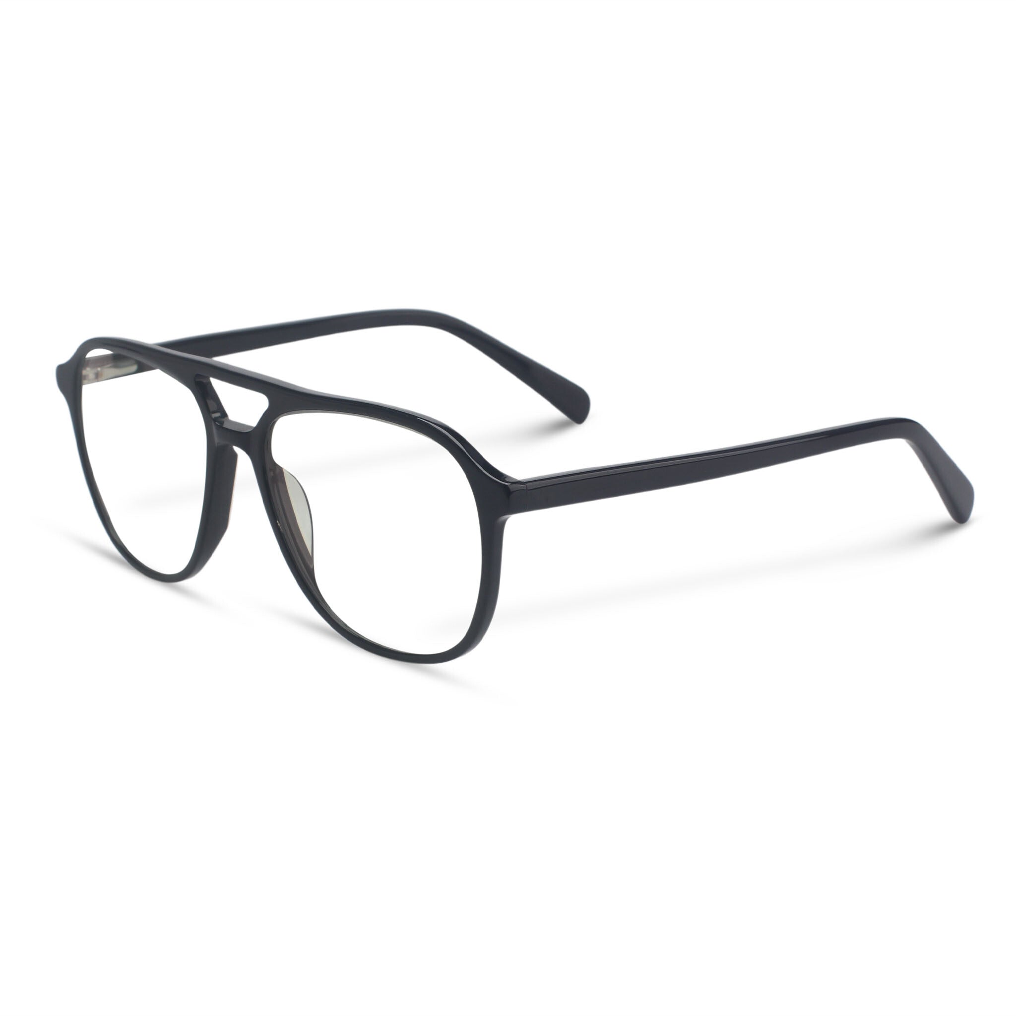 Black aviator acetate eyeglasses