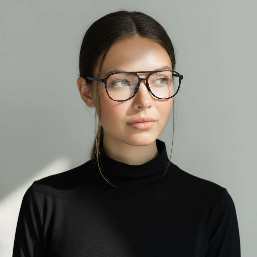 Black aviator acetate eyeglasses