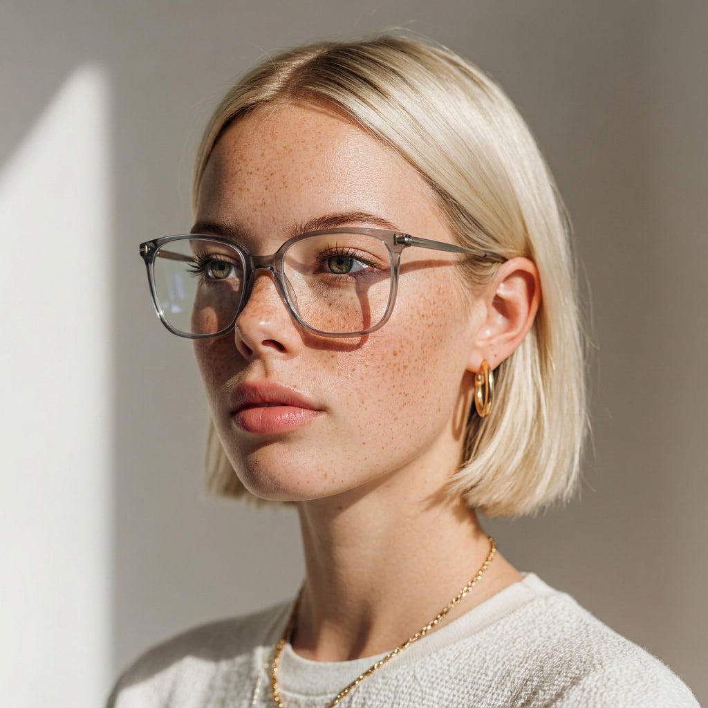 Grey square glasses