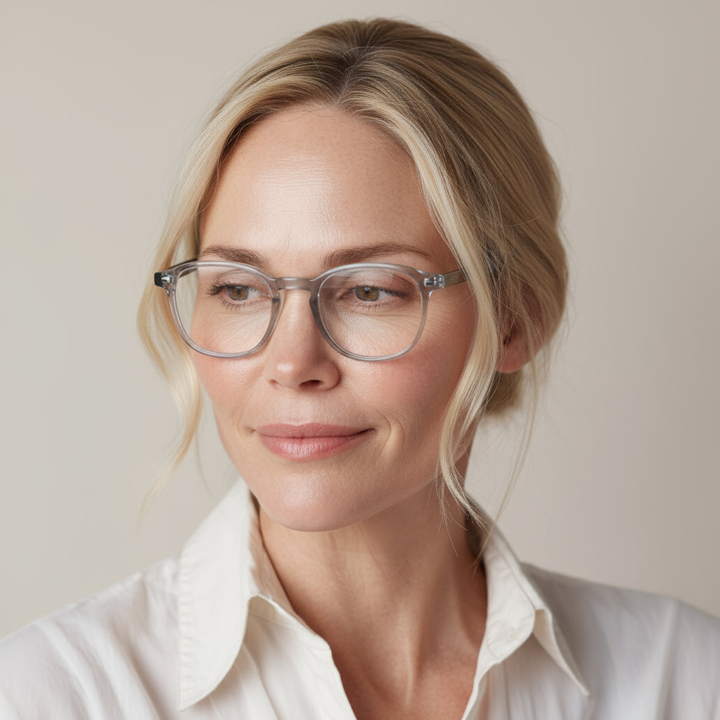 Clear transparent plastic eyeglasses