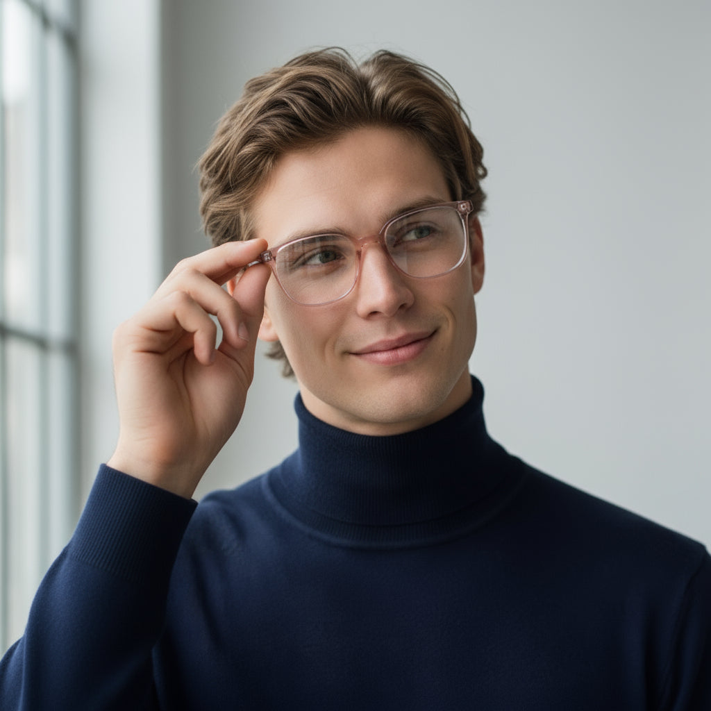 Classic square pink eyeglasses 