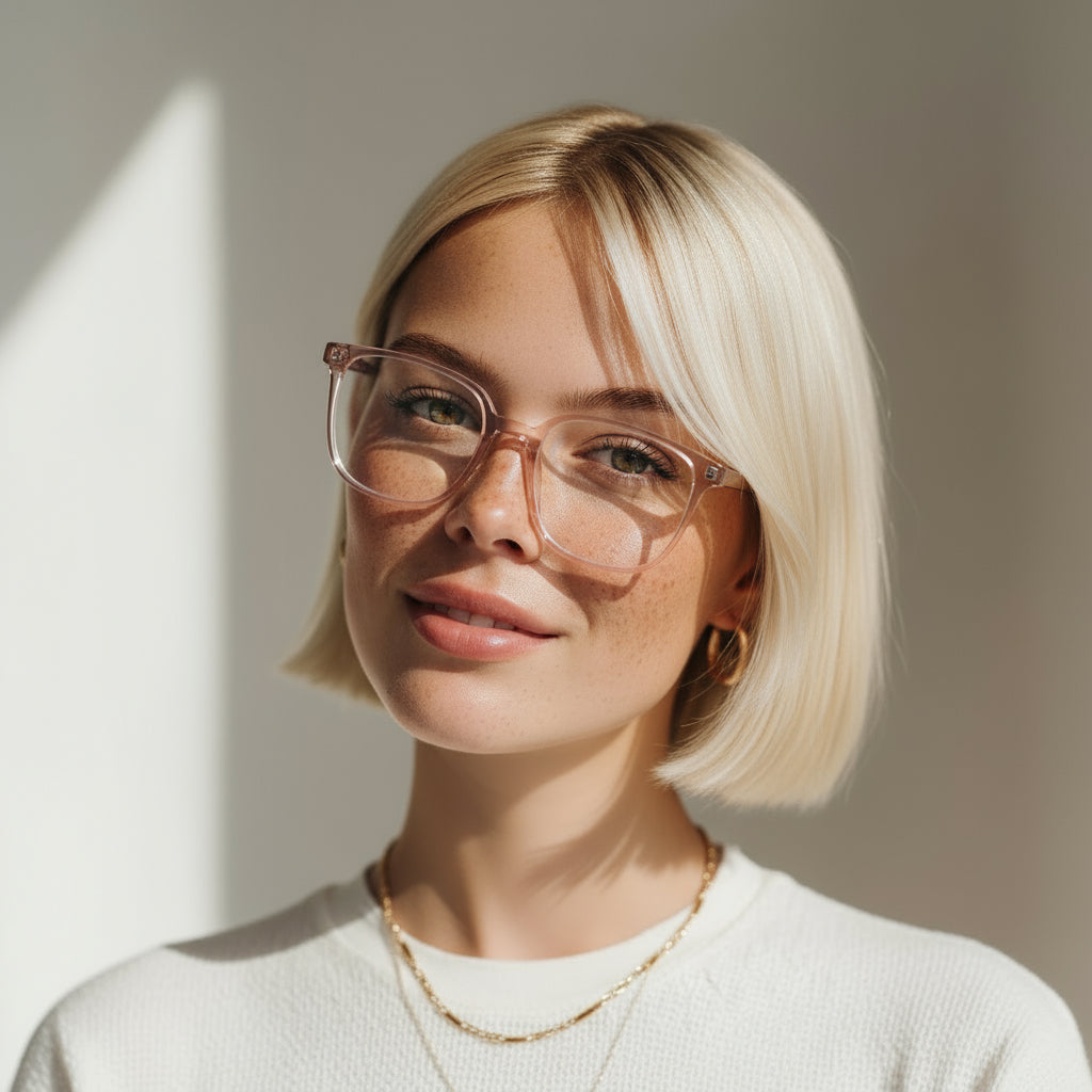 Classic square pink eyeglasses 