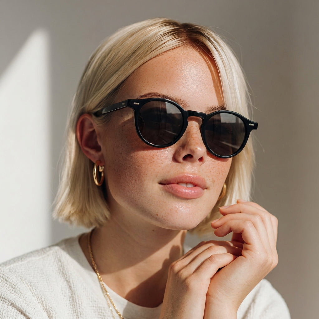 Positano round black sunglasses