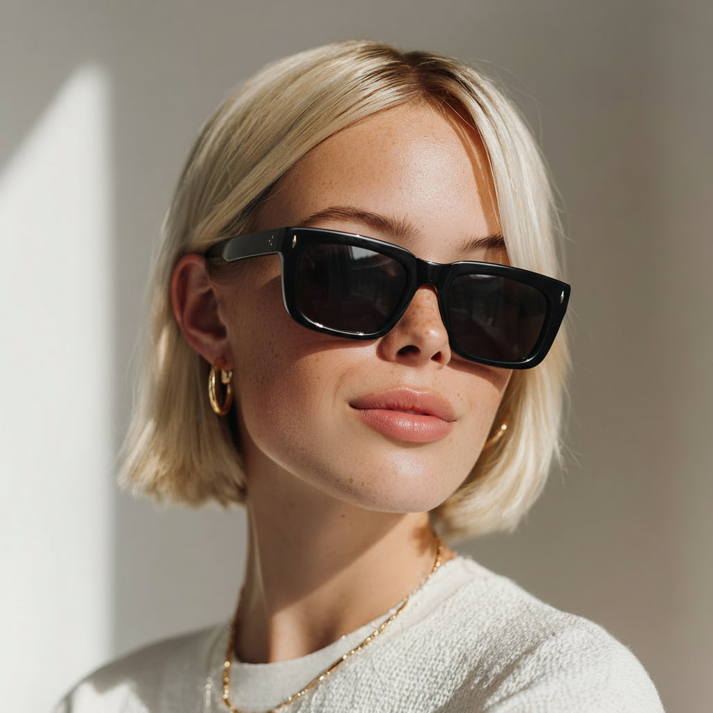 Classic rectangular black sunglasses