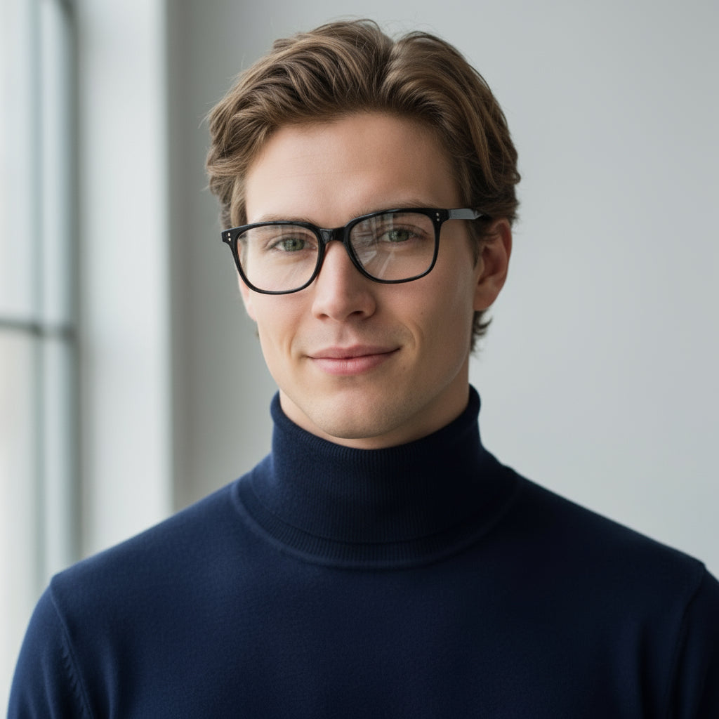 black squared plastic eyeglasses