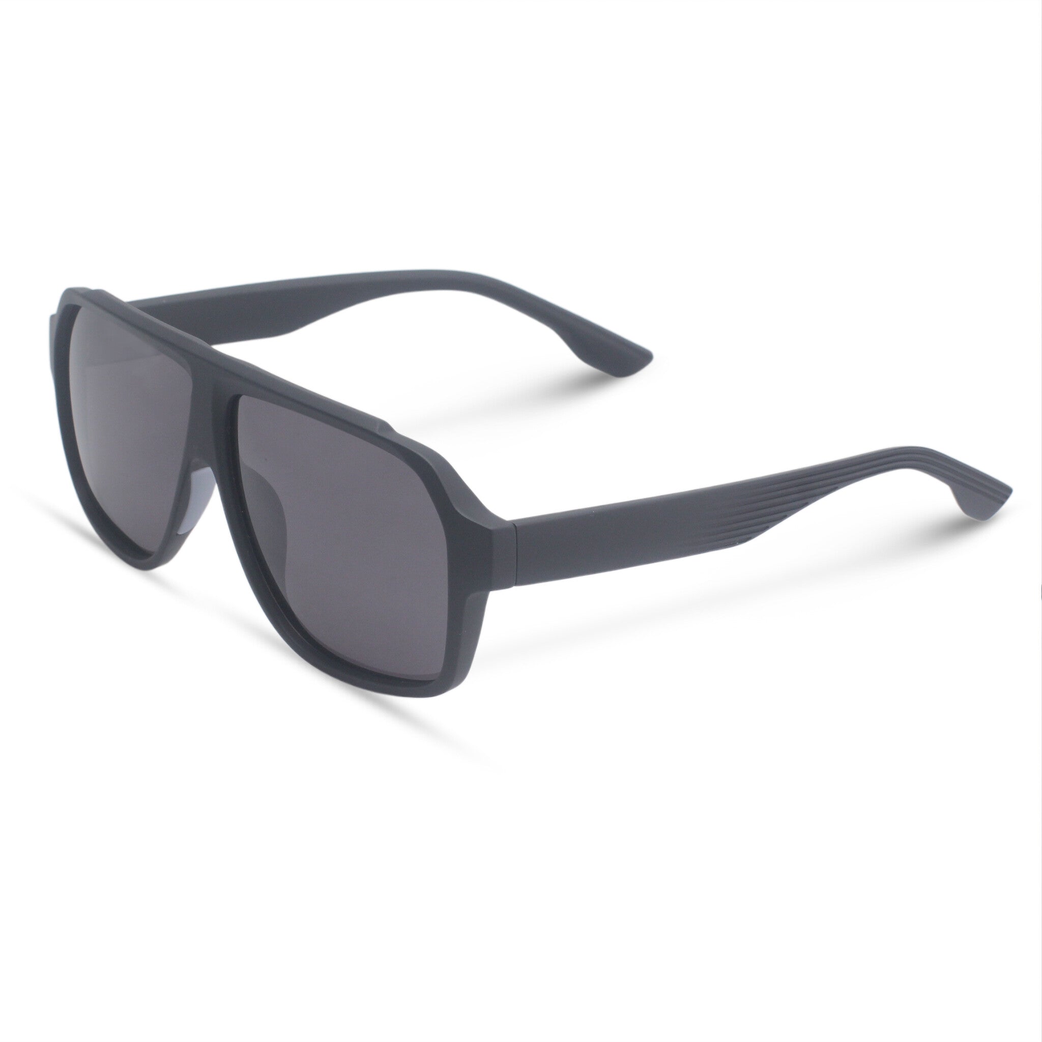 Oversized black sport sunglasses