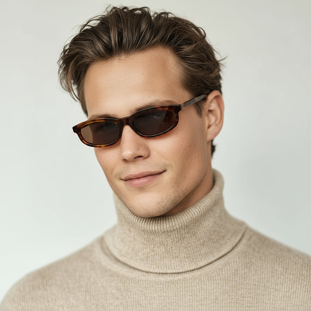 Minimal oval tortoise sunglasses