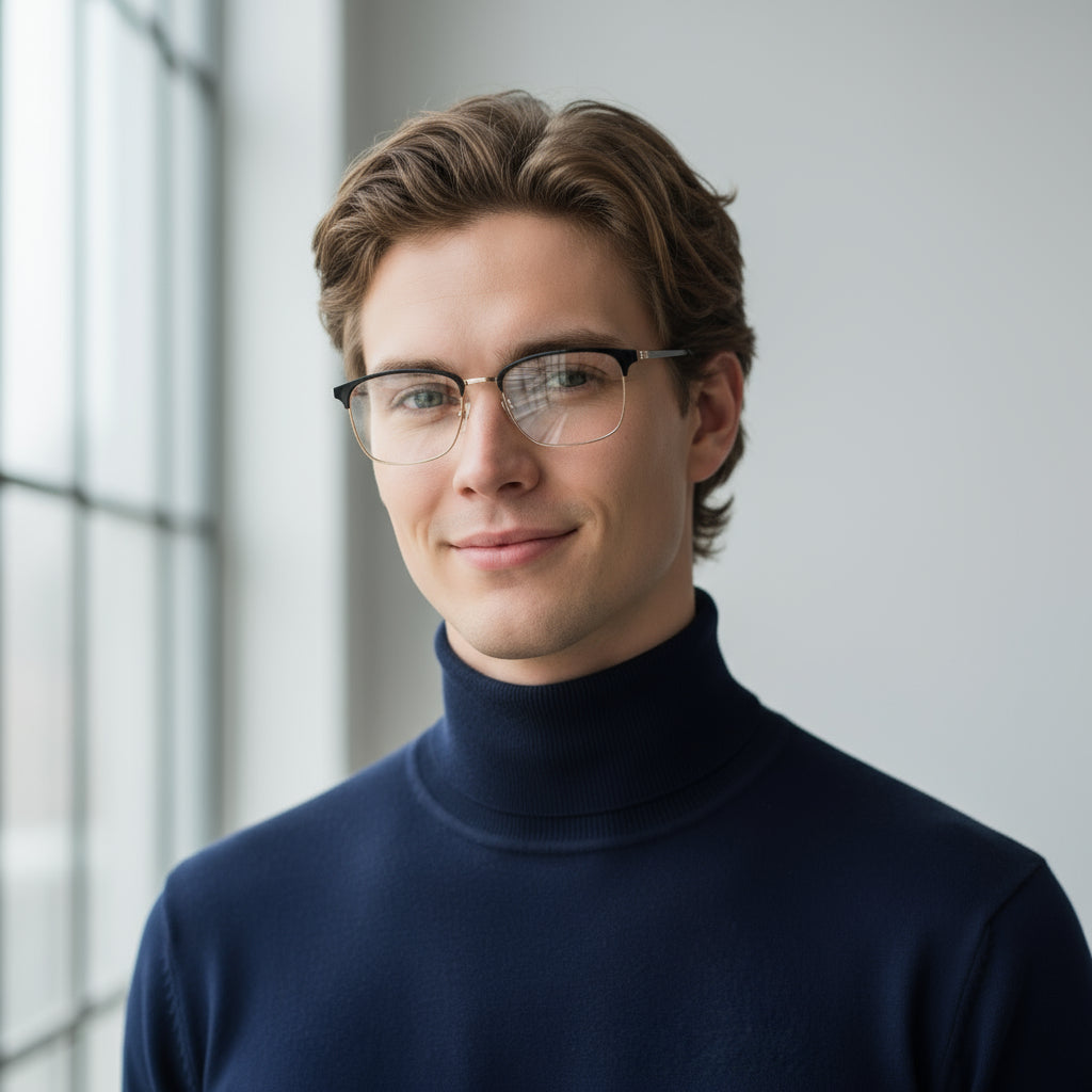 Square black and gold eyeglasses