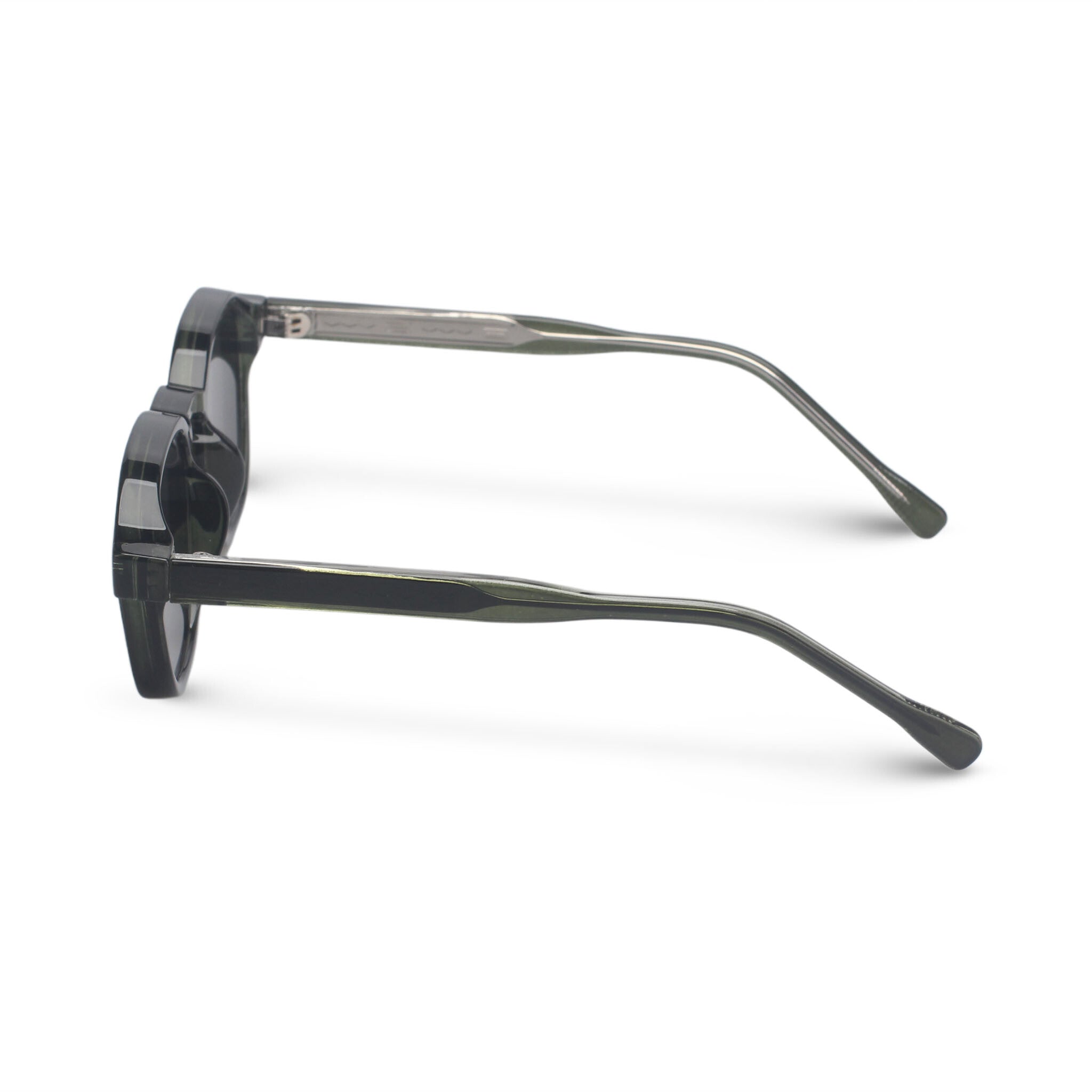 Green sunglasses with minimal square frame