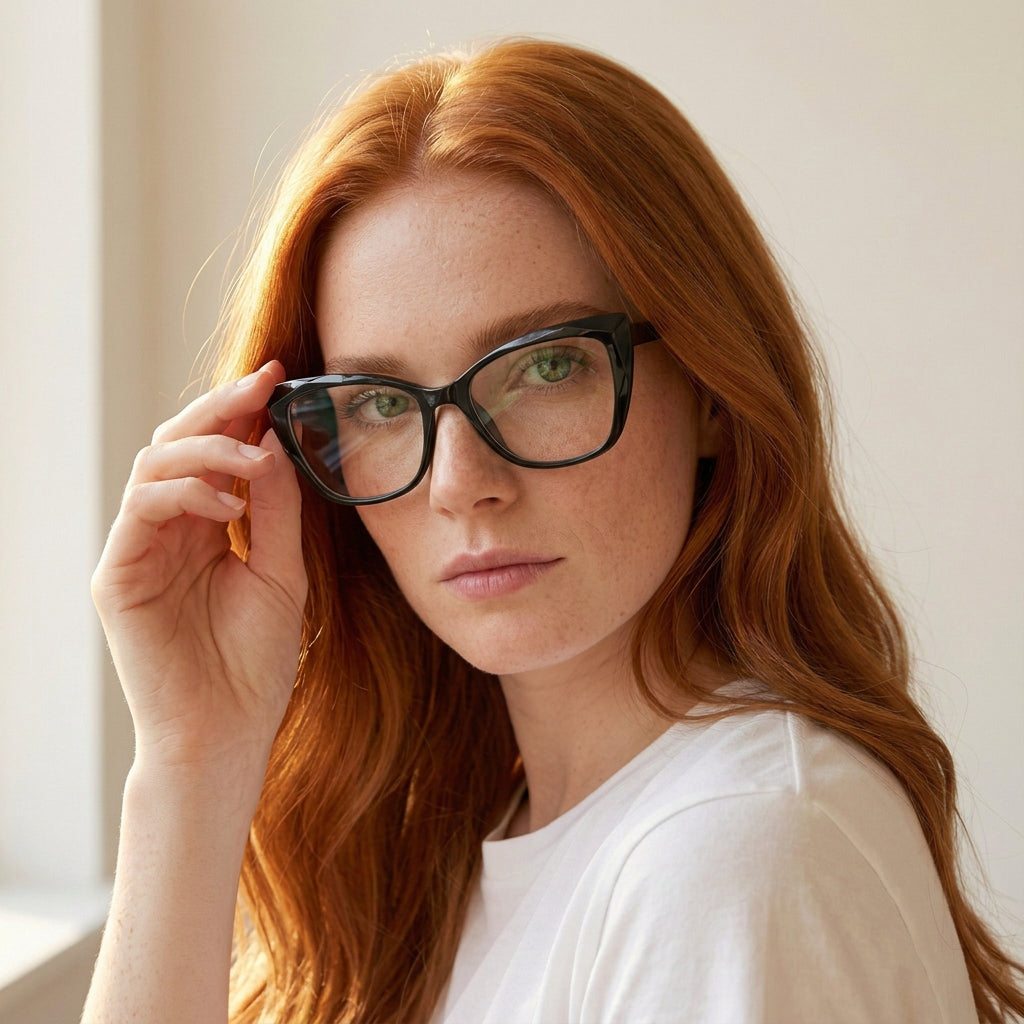 Cat-eye black eyeglasses